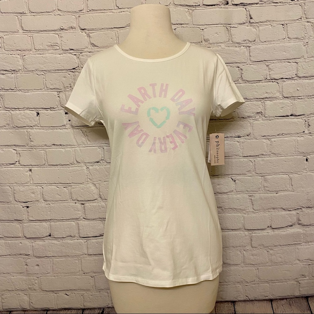 Philosophy Women’s Earth Day Organic Cotton Short Sleeve Tee Size Small NWT - Picture 1 of 2